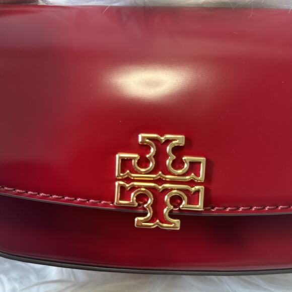 NEW $575 Tory Burch Britten Crossbody Shoulder Convertible Clutch Leather Red - Picture 6 of 7